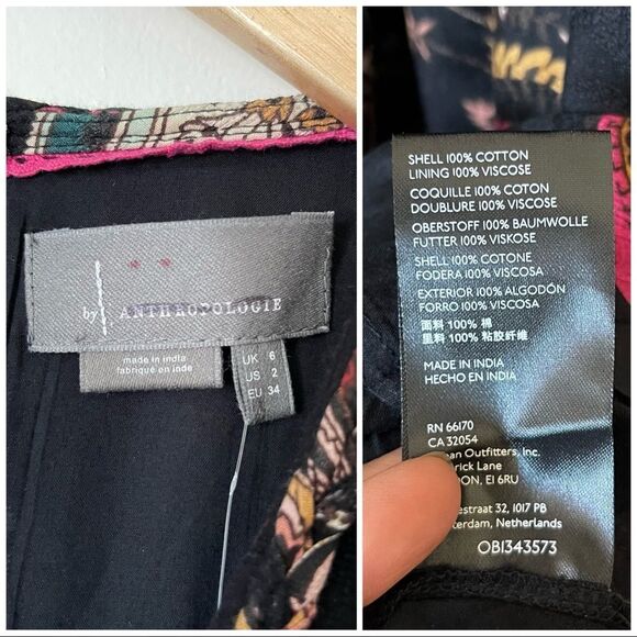 Anthropologie Black Floral Paisley Maxi Dress NWOT size 2 Boho - Picture 8 of 12